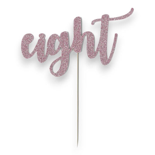 Picture of EIGHT CAKE TOPPER PINK GLITTER